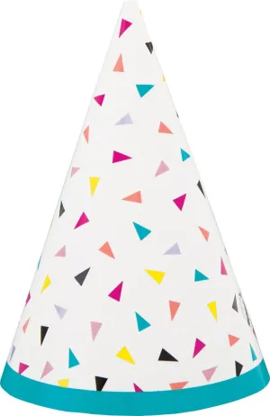 8pk Rainbow Confetti Birthday Party Hats