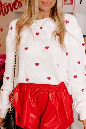 Alexis Heart Pattern Round Neck Sweater | S-XL | PRE ORDER