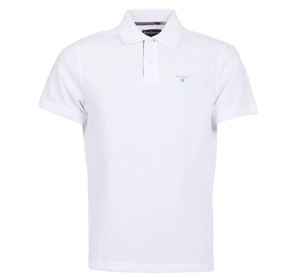 BARBOUR Tartan Pique Polo Shirt - Men's - White/Dress