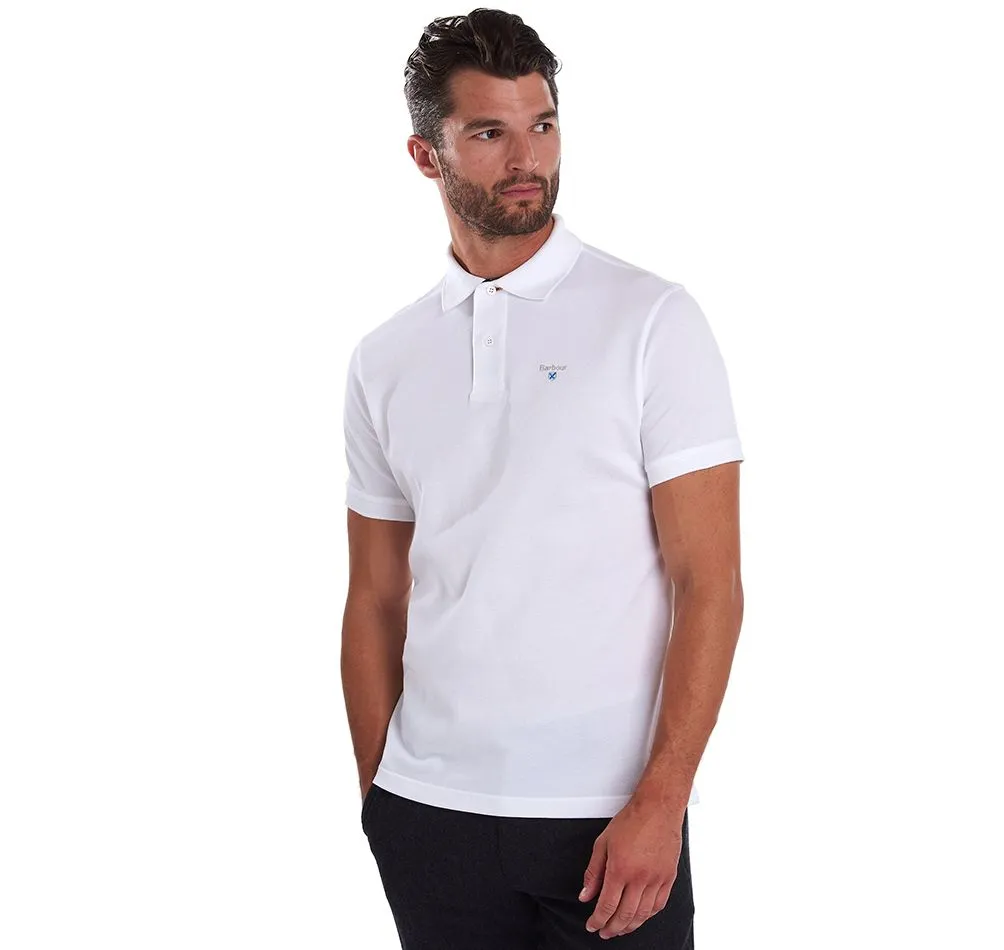 BARBOUR Tartan Pique Polo Shirt - Men's - White/Dress