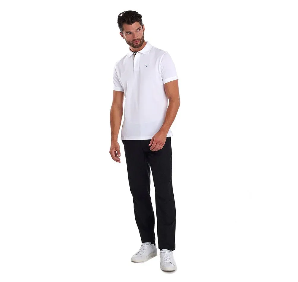 BARBOUR Tartan Pique Polo Shirt - Men's - White/Dress