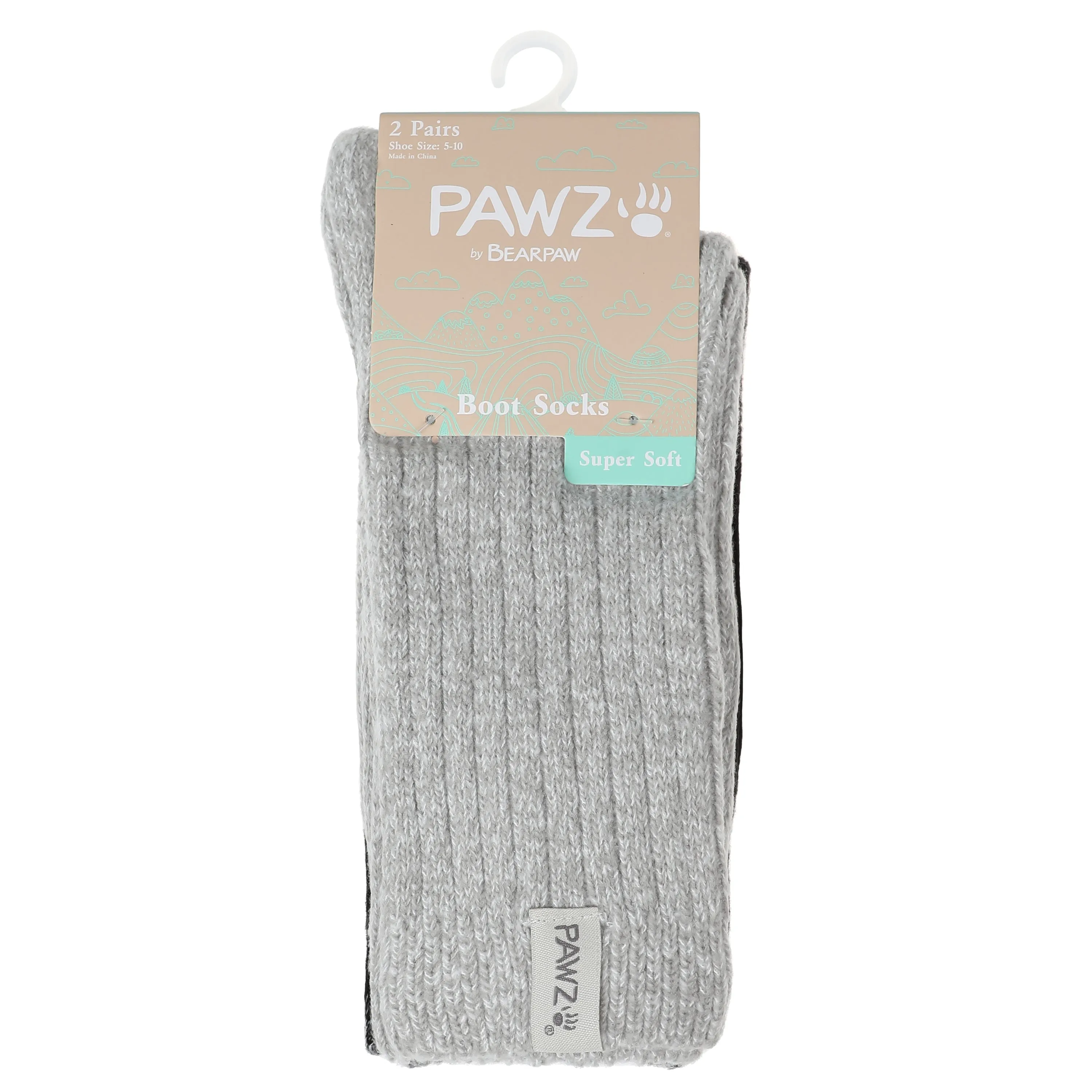 BEARPAW Pawz 2 Pairs Marled Pattern Fall Crew Knit Socks Soft Comfy Cute Boot Socks for Women - Warm Socks for Women