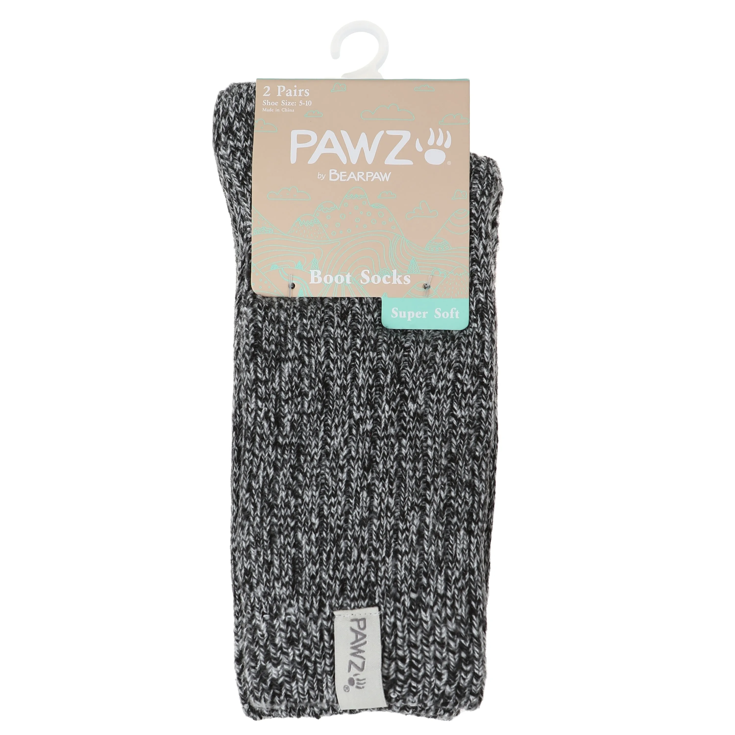 BEARPAW Pawz 2 Pairs Marled Pattern Fall Crew Knit Socks Soft Comfy Cute Boot Socks for Women - Warm Socks for Women