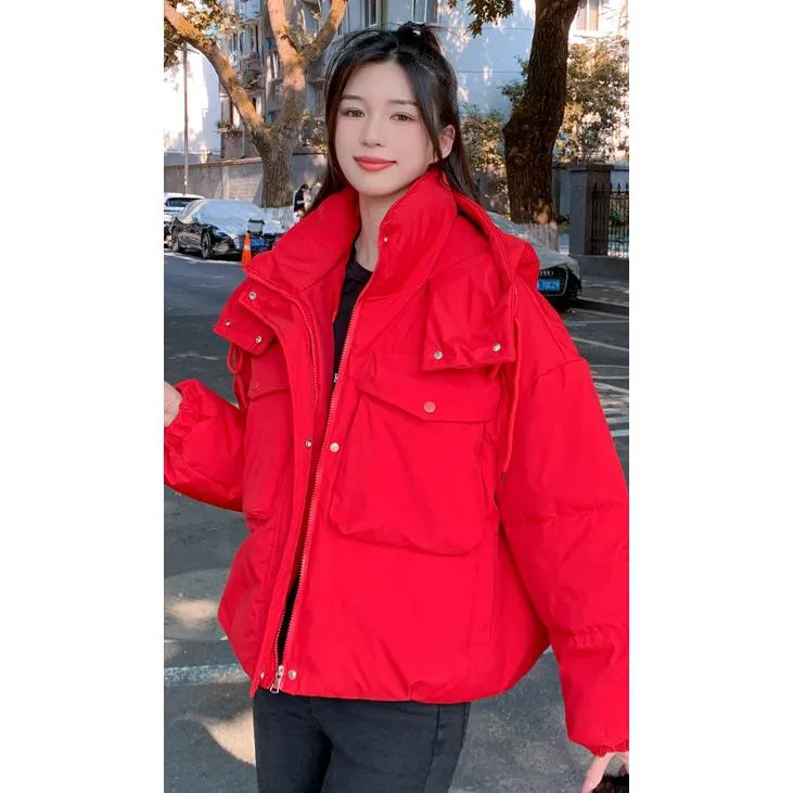 Bellows Pocket Cropped Puffer Jacket