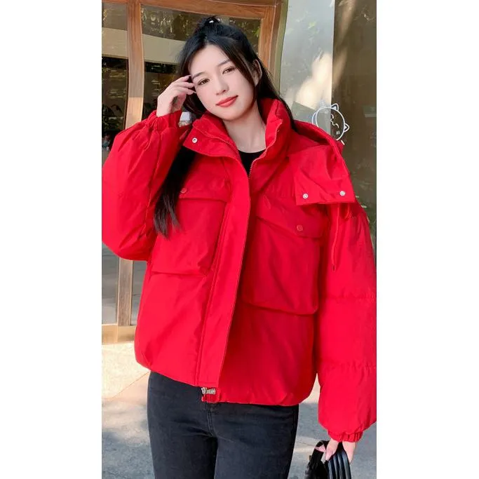 Bellows Pocket Cropped Puffer Jacket