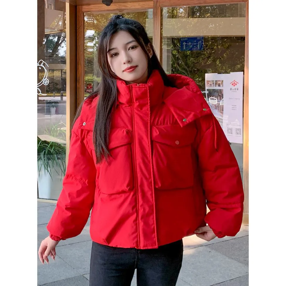 Bellows Pocket Cropped Puffer Jacket