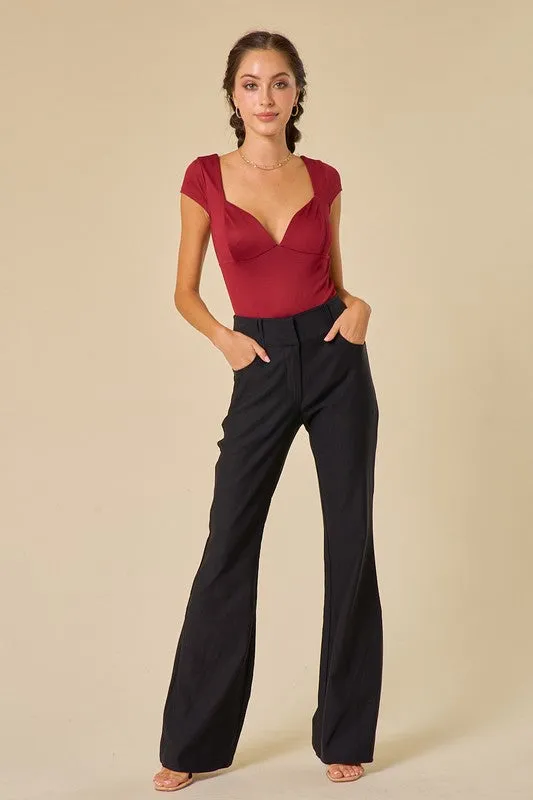 Black Low Rise Kick Flare Pants