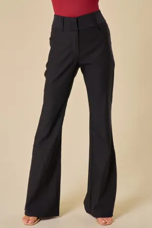 Black Low Rise Kick Flare Pants