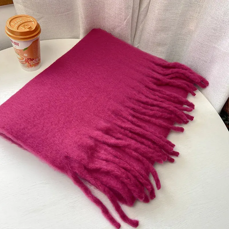 Cashmere Scarves for Women - Thick and Warm Muffler with Tassel Detail