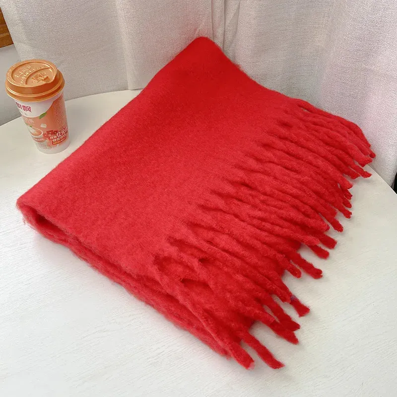 Cashmere Scarves for Women - Thick and Warm Muffler with Tassel Detail