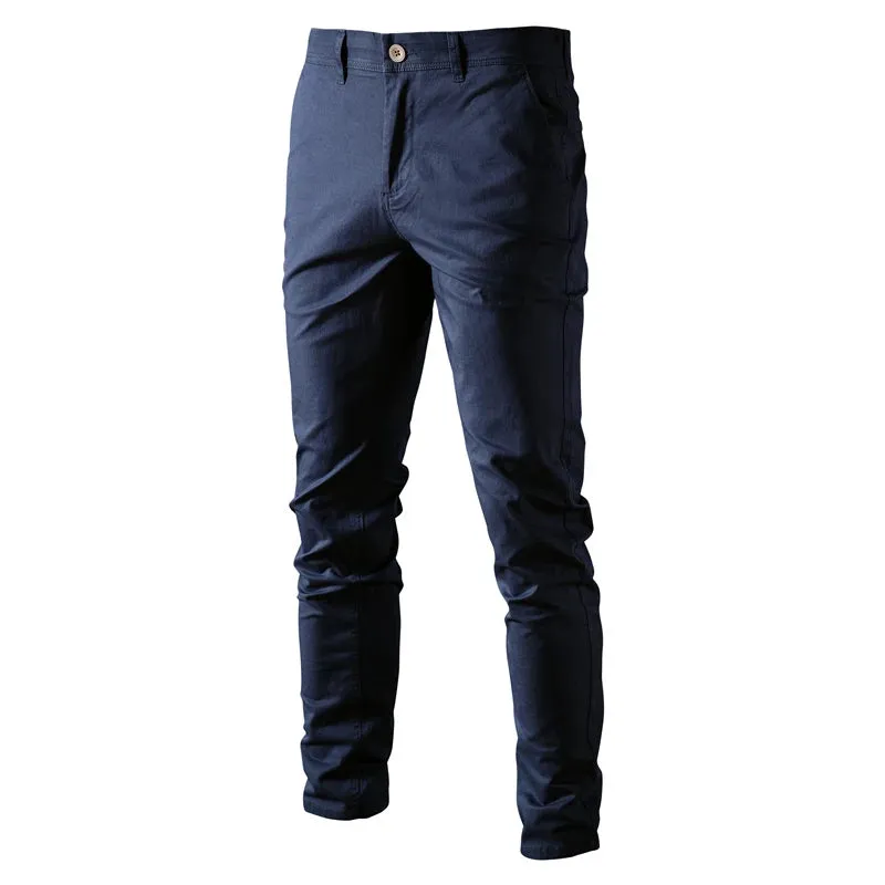 Casual Cotton Men Trousers Solid Color Slim Fit Men's Pants New Spring Autumn High Quality Classic Business Pants Men