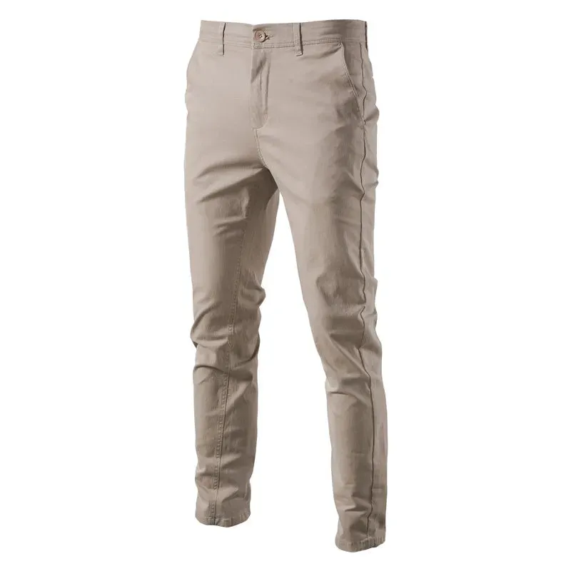 Casual Cotton Men Trousers Solid Color Slim Fit Men's Pants New Spring Autumn High Quality Classic Business Pants Men