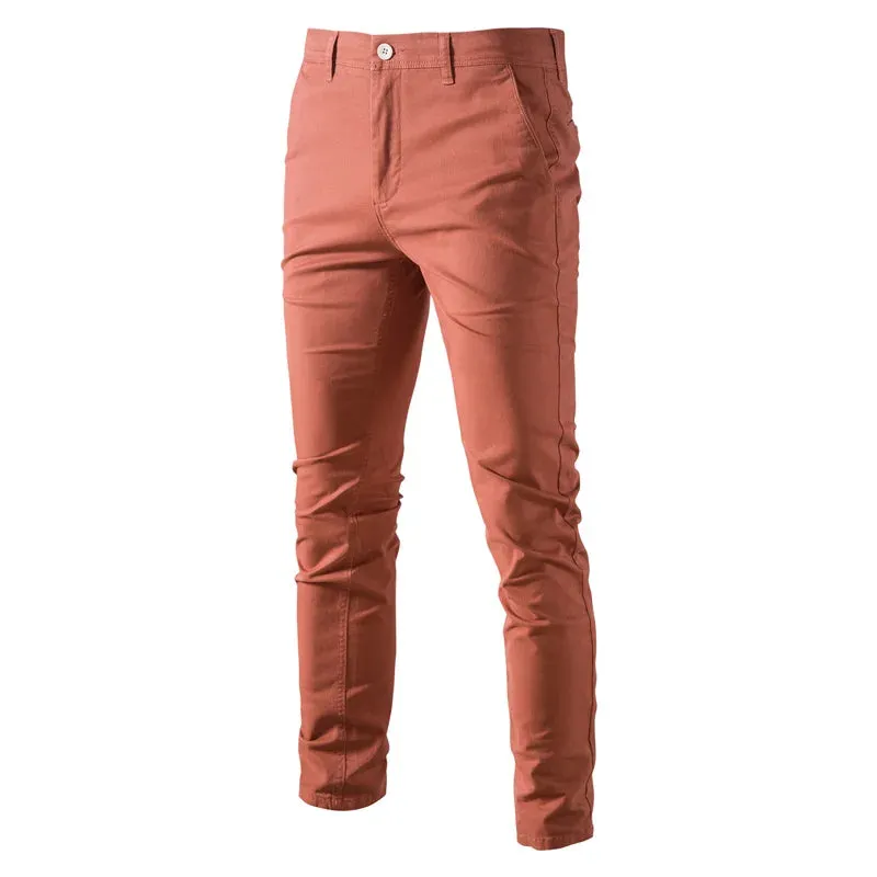 Casual Cotton Men Trousers Solid Color Slim Fit Men's Pants New Spring Autumn High Quality Classic Business Pants Men