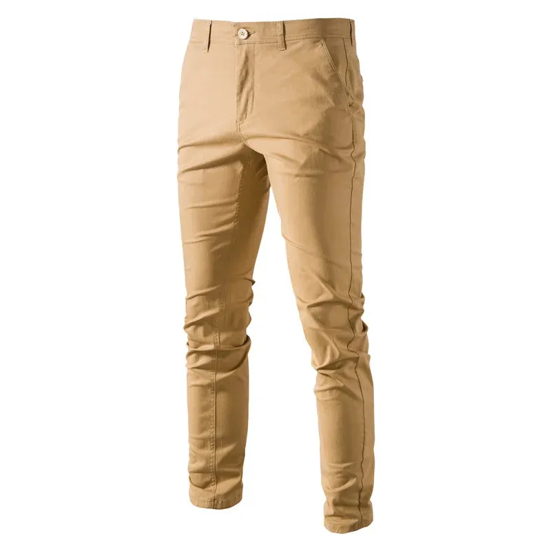 Casual Cotton Men Trousers Solid Color Slim Fit Men's Pants New Spring Autumn High Quality Classic Business Pants Men