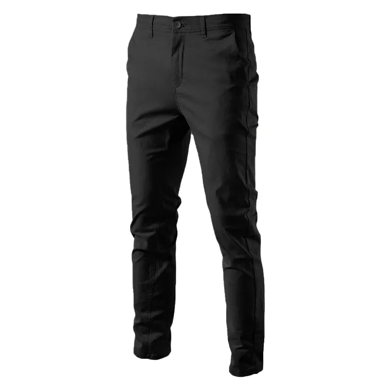 Casual Cotton Men Trousers Solid Color Slim Fit Men's Pants New Spring Autumn High Quality Classic Business Pants Men