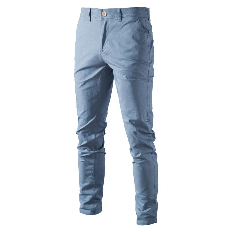 Casual Cotton Men Trousers Solid Color Slim Fit Men's Pants New Spring Autumn High Quality Classic Business Pants Men