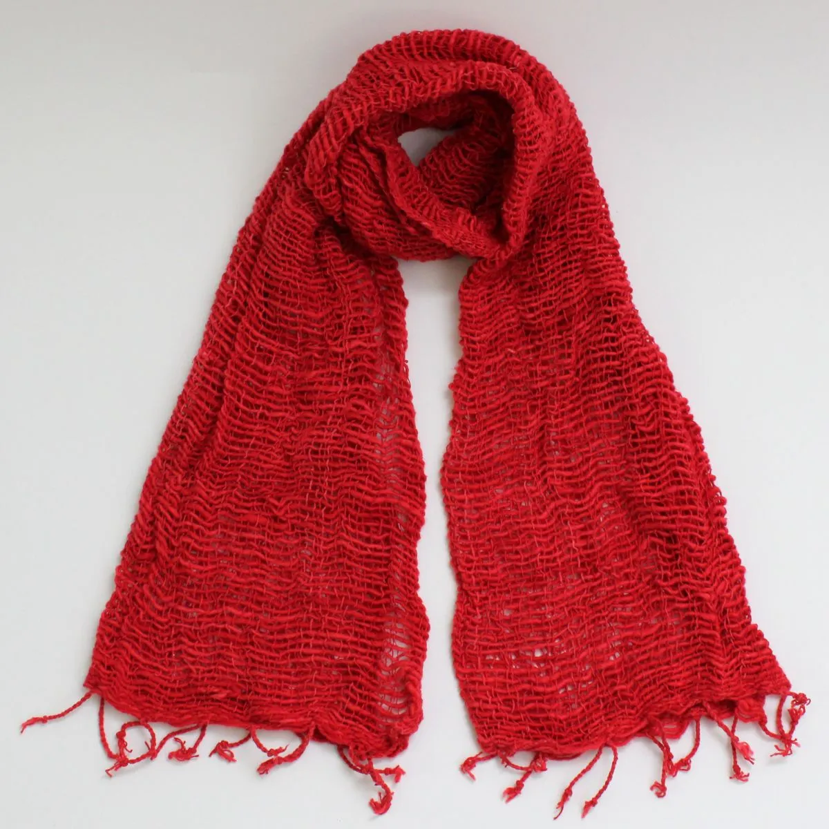 Coral Open Weave Scarf