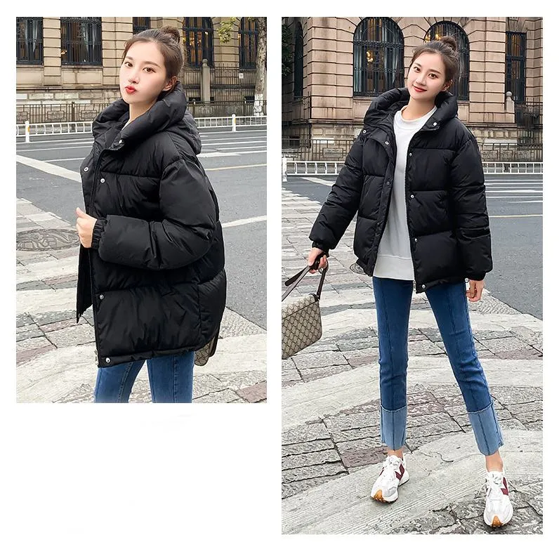 Cropped Hooded Loose Fit Puffer Jacket