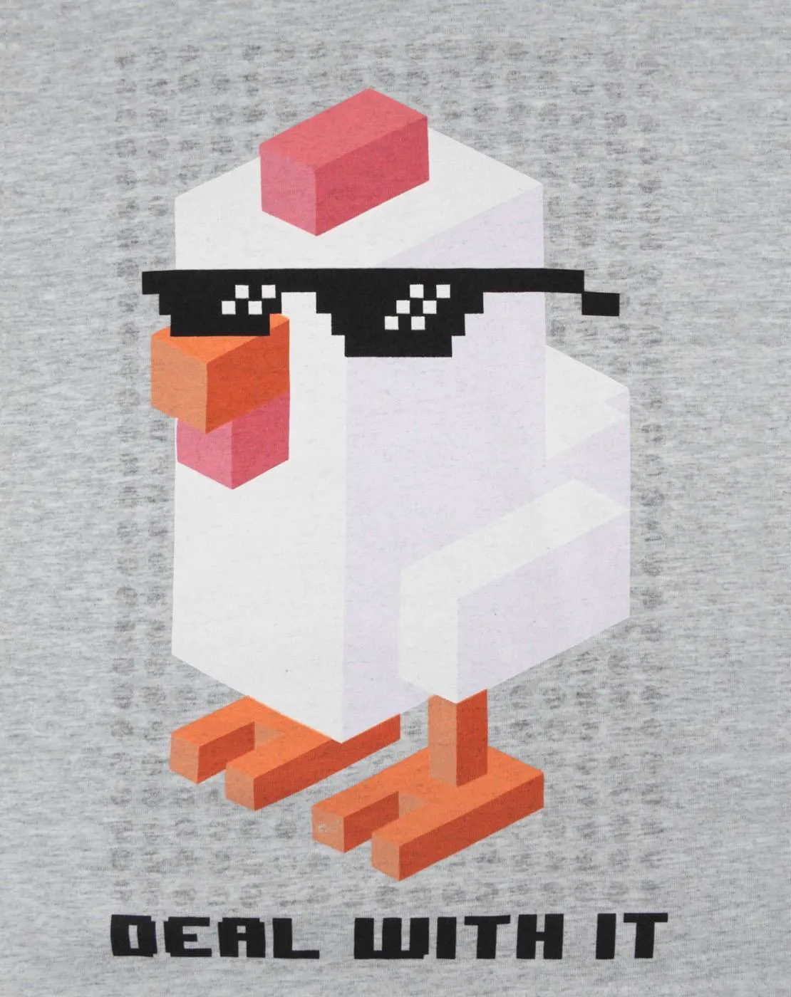 Crossy Road Chicken Deal With It Grey Boy's T-Shirt