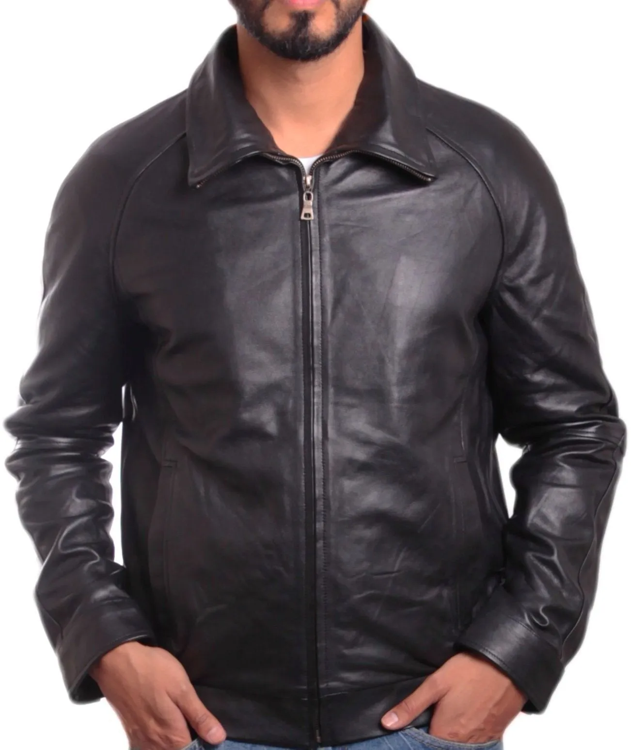 Daily Mens Straight Zip Leather Jacket