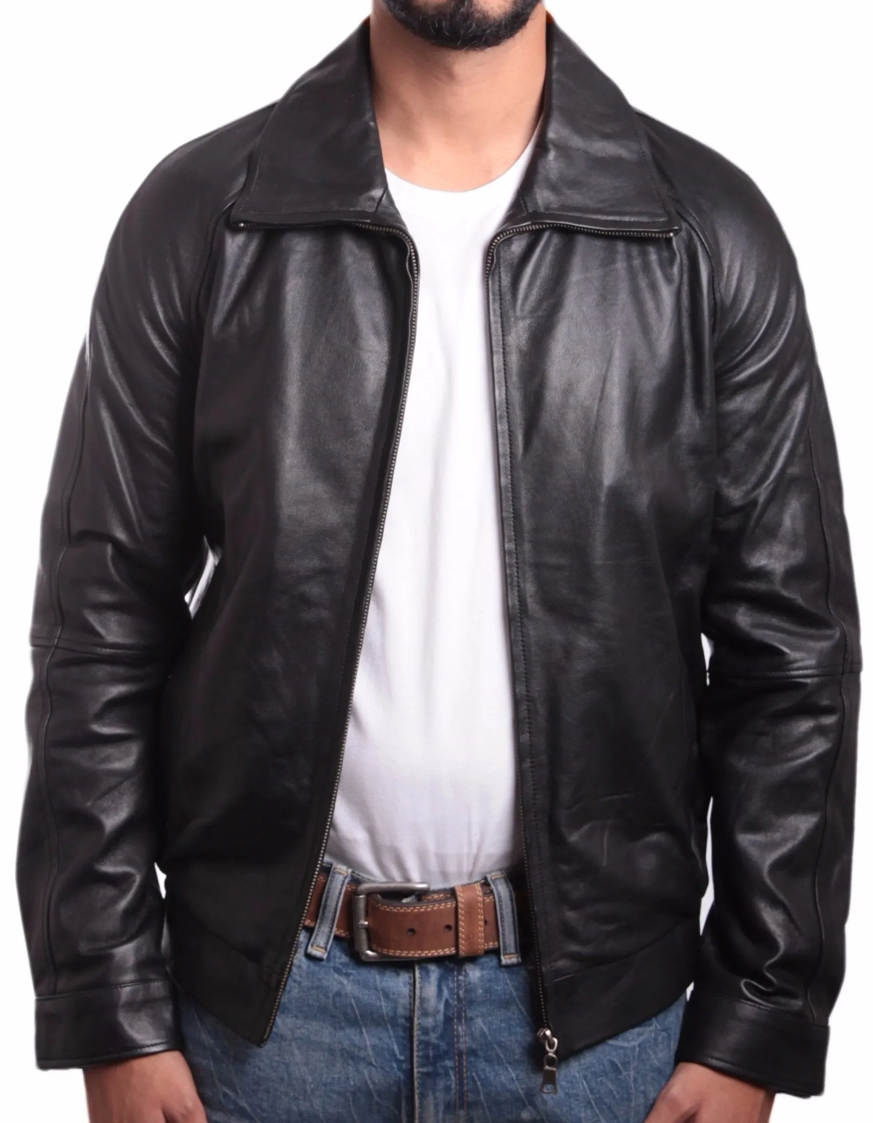 Daily Mens Straight Zip Leather Jacket