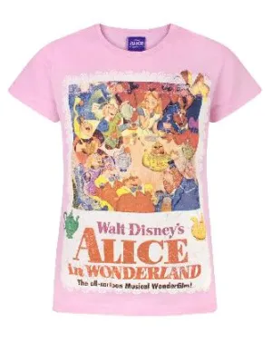 Disney Alice in Wonderland Girls Pink Short Sleeved T-Shirt