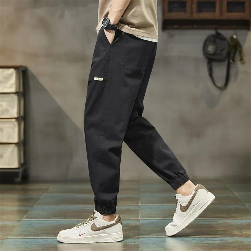 Elastic Waist Loose Fit Tapered Pants