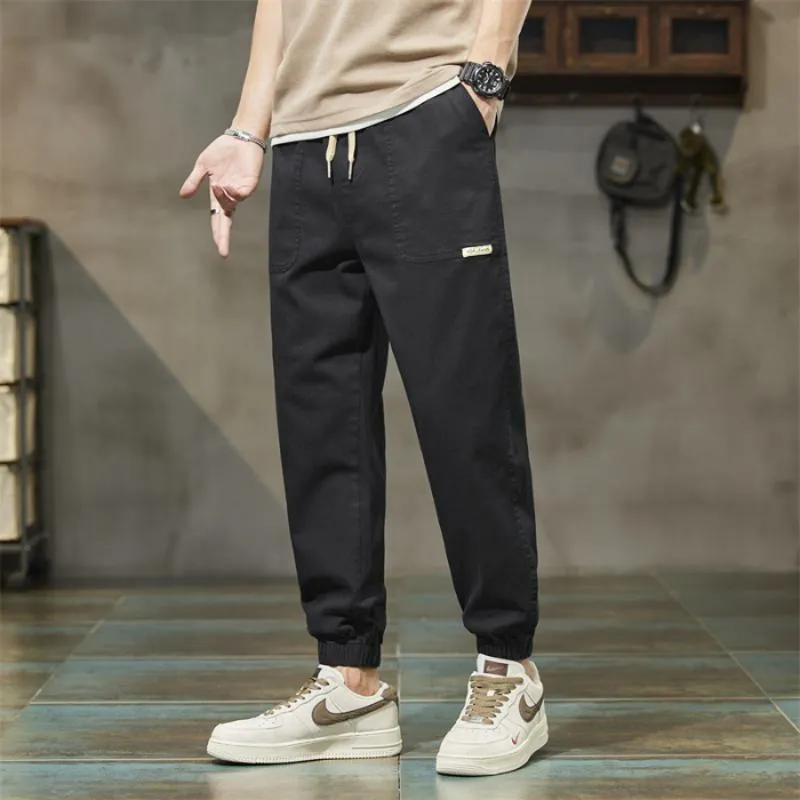 Elastic Waist Loose Fit Tapered Pants