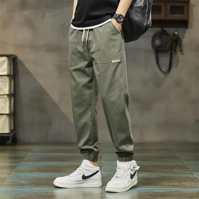 Elastic Waist Loose Fit Tapered Pants