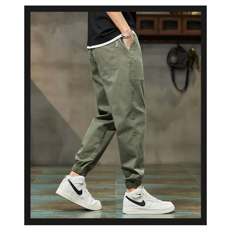 Elastic Waist Loose Fit Tapered Pants