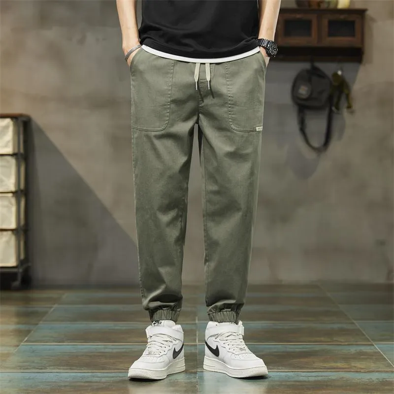 Elastic Waist Loose Fit Tapered Pants