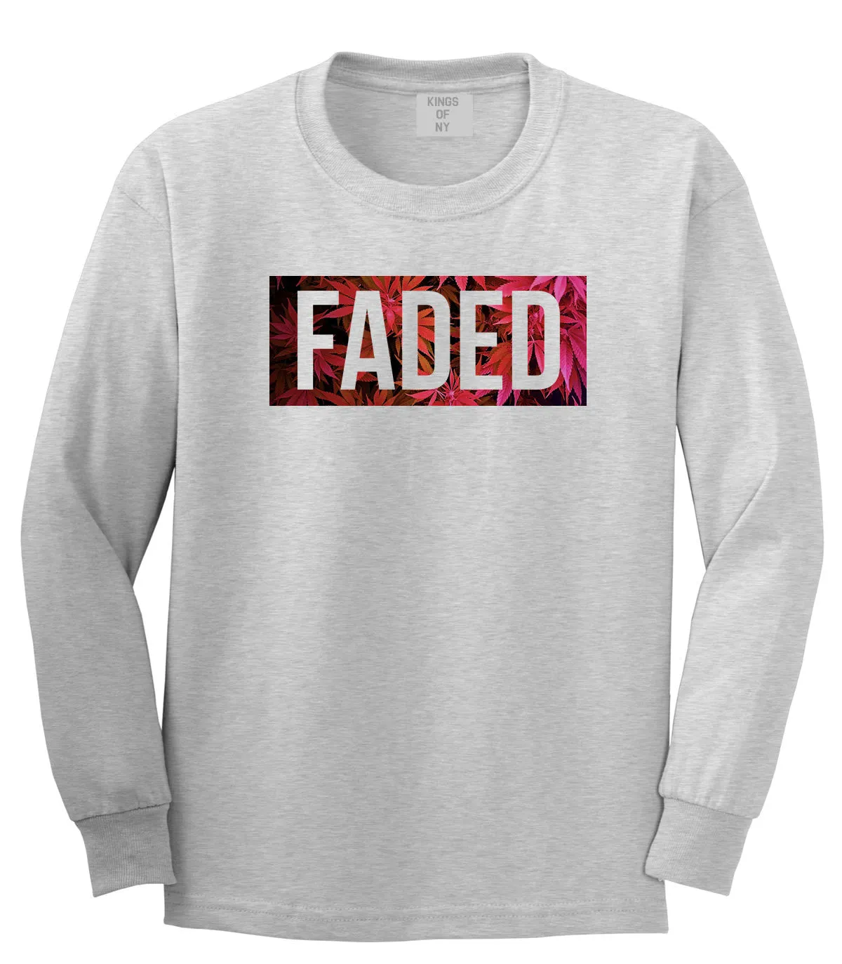 Faded Red and Pink Marijuana Weed Long Sleeve T-Shirt