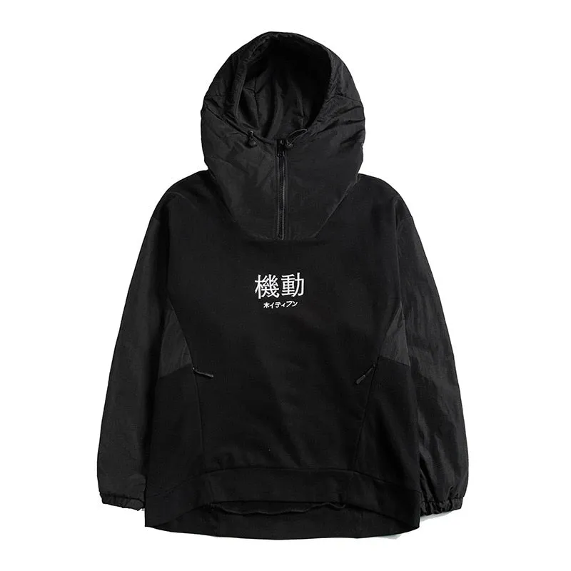 Fashion Sweatshirt Men Streetwear Tactics Hoody Hoodies Black Harajuku Sweatshirts Patchwork Oversized DG508