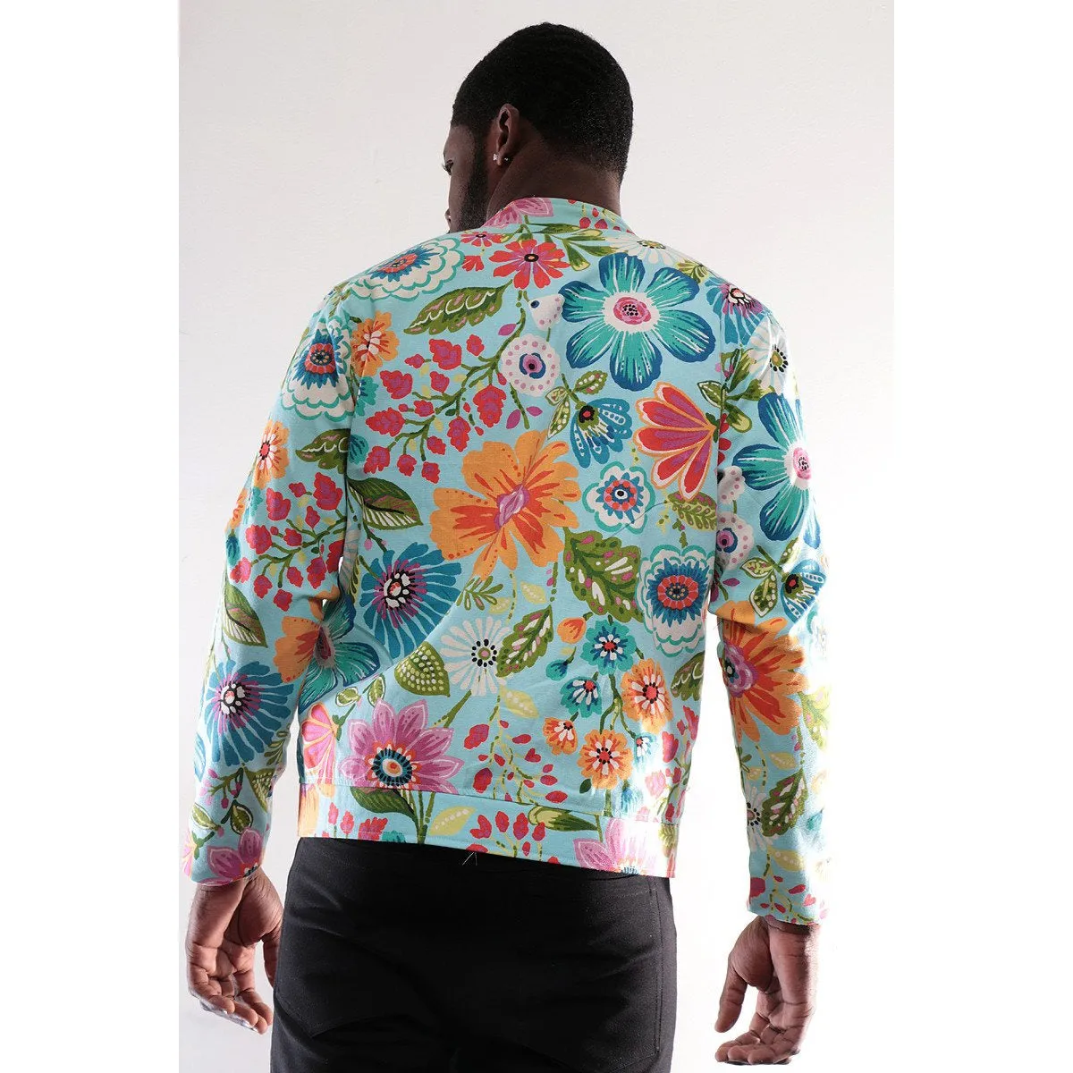 Floral Bomber Jacket with 3D Print