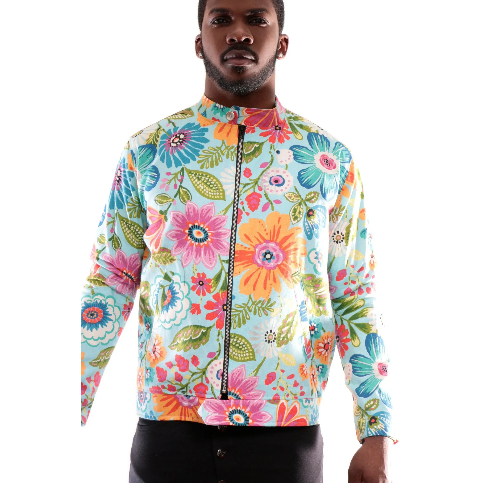 Floral Bomber Jacket with 3D Print