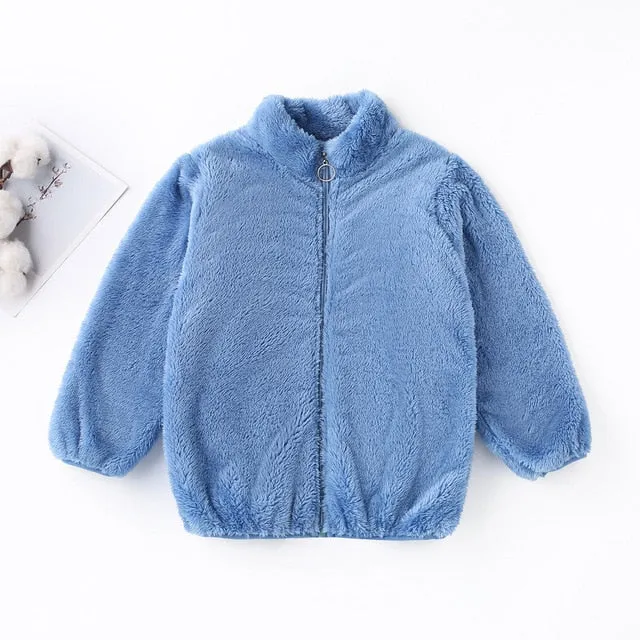 Fluffy Teddy Jacket - Blue