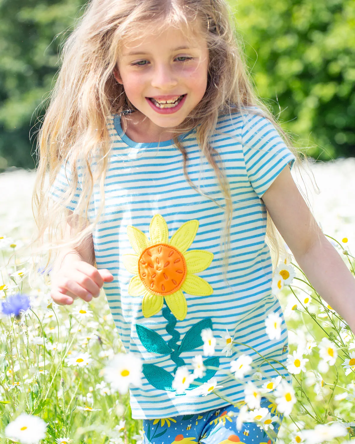 Frugi Camille Applique T-Shirt - Echinacea