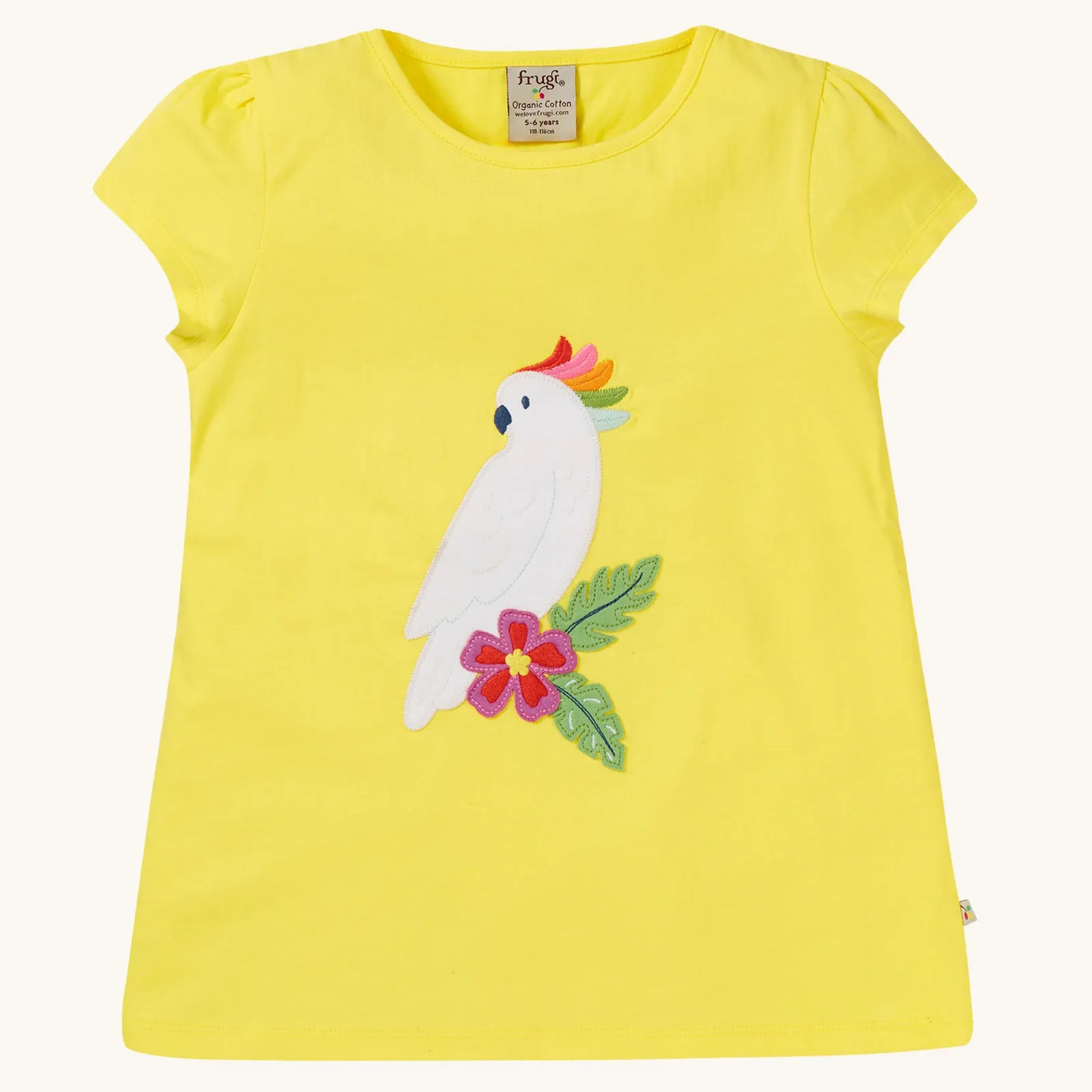 Frugi Cassia Applique T-Shirt - Cockatoo