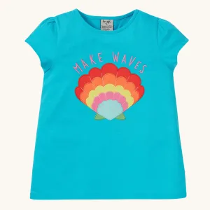 Frugi Cassia Applique T-Shirt - Tropical Sea / Shell