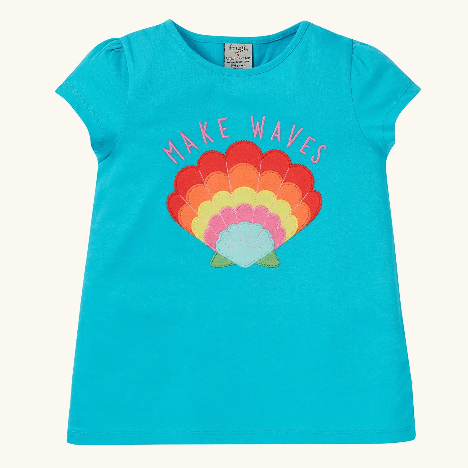 Frugi Cassia Applique T-Shirt - Tropical Sea / Shell