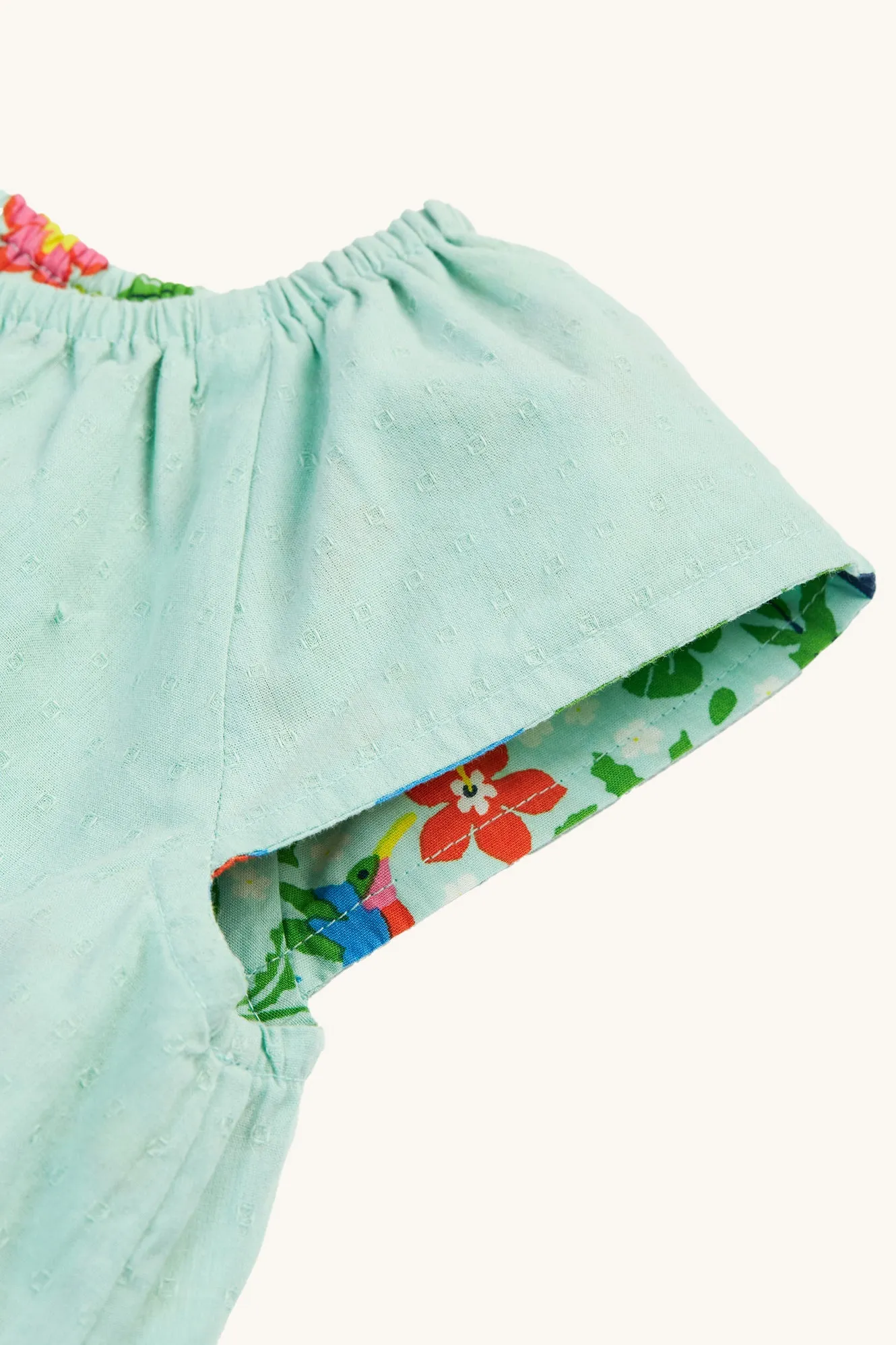 Frugi Lowen Reversible Dress - Tropical Birds / Spring Dobby