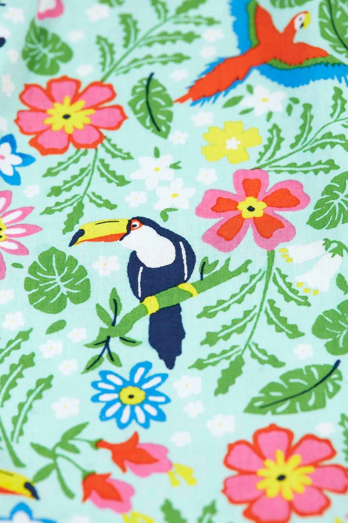 Frugi Lowen Reversible Dress - Tropical Birds / Spring Dobby