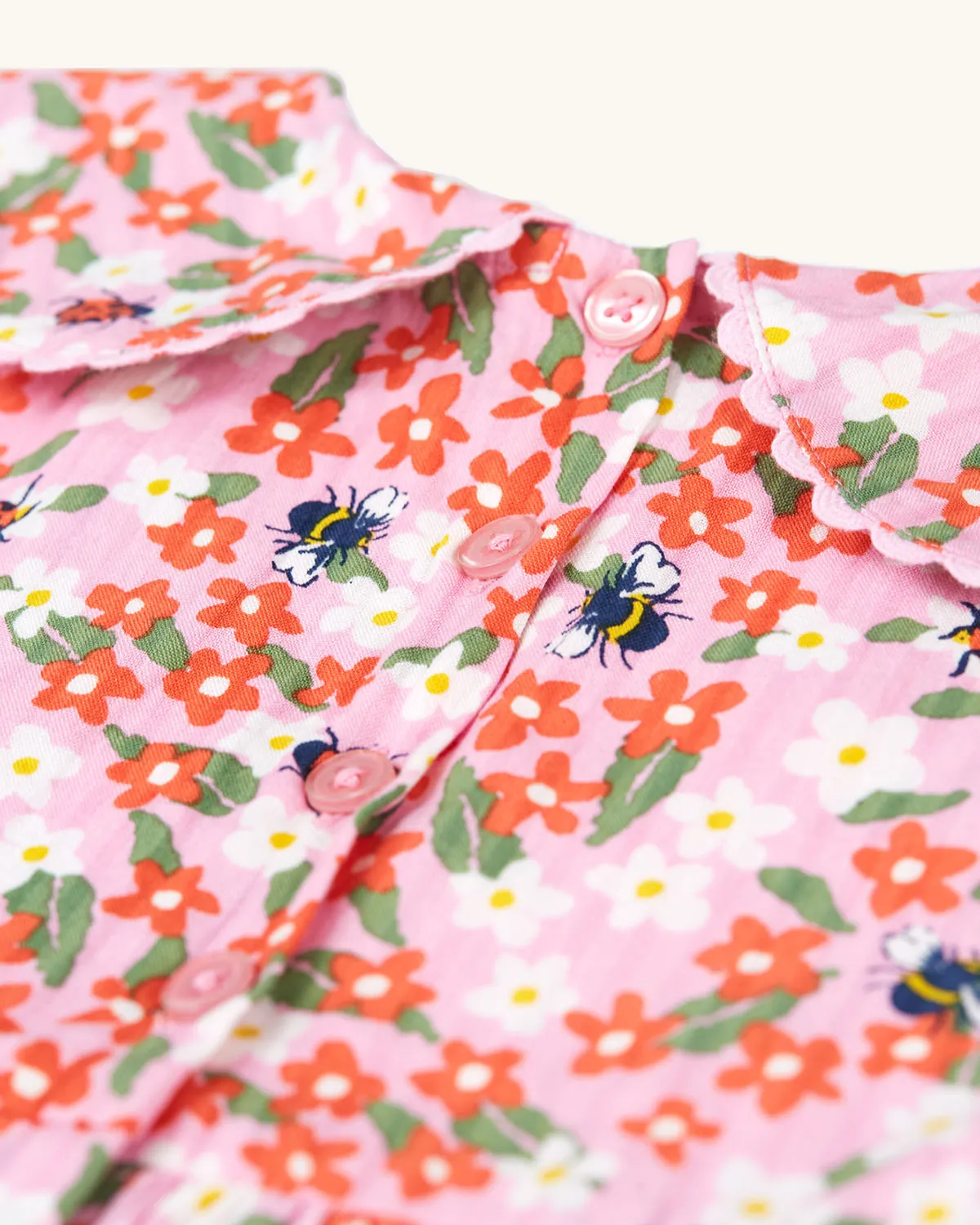 Frugi Matilda Collared Dress - Pink Floral Fun