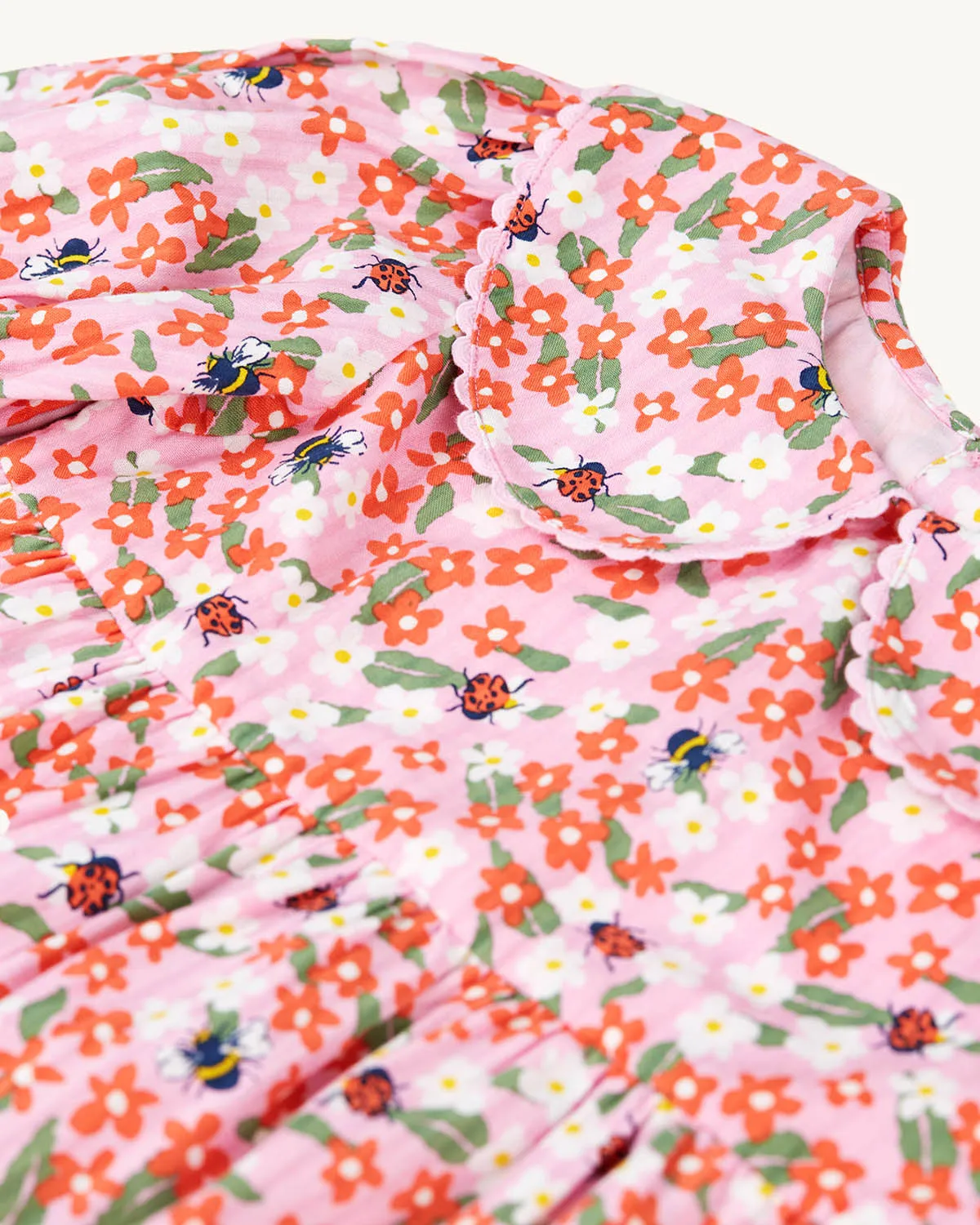 Frugi Matilda Collared Dress - Pink Floral Fun