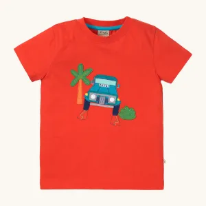 Frugi Organic Avery Applique T-Shirt - Orangutan / Vehicle