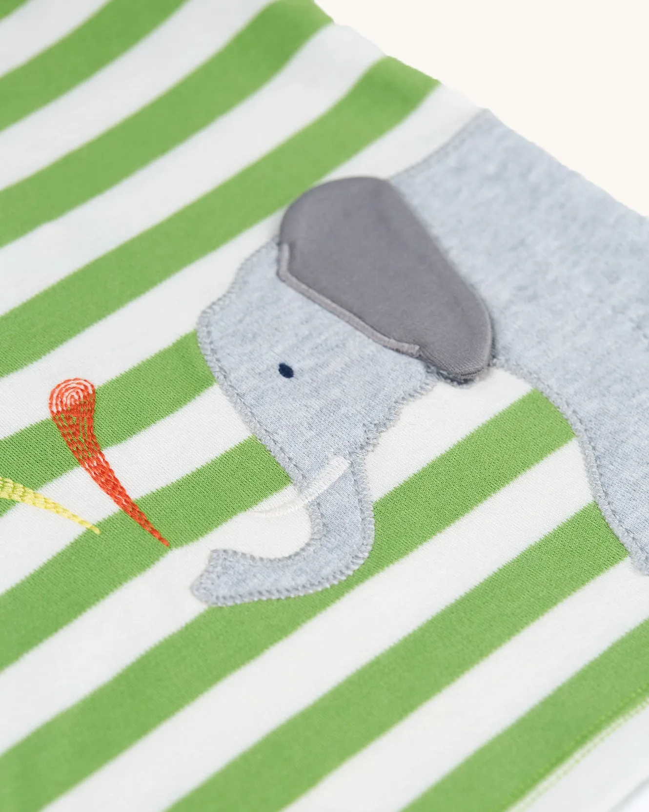 Frugi Organic Easy On Wrap Around Outfit - Kiwi Stripe / Elephant