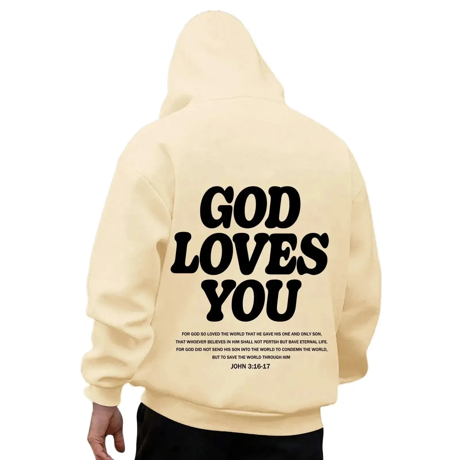 God Loves You Hoodies Men Christian Jesus Hooded Sweatshirts Long Sleeve Bible Verse Men's Pullover Tops Y2k Hoodie Men Clothing