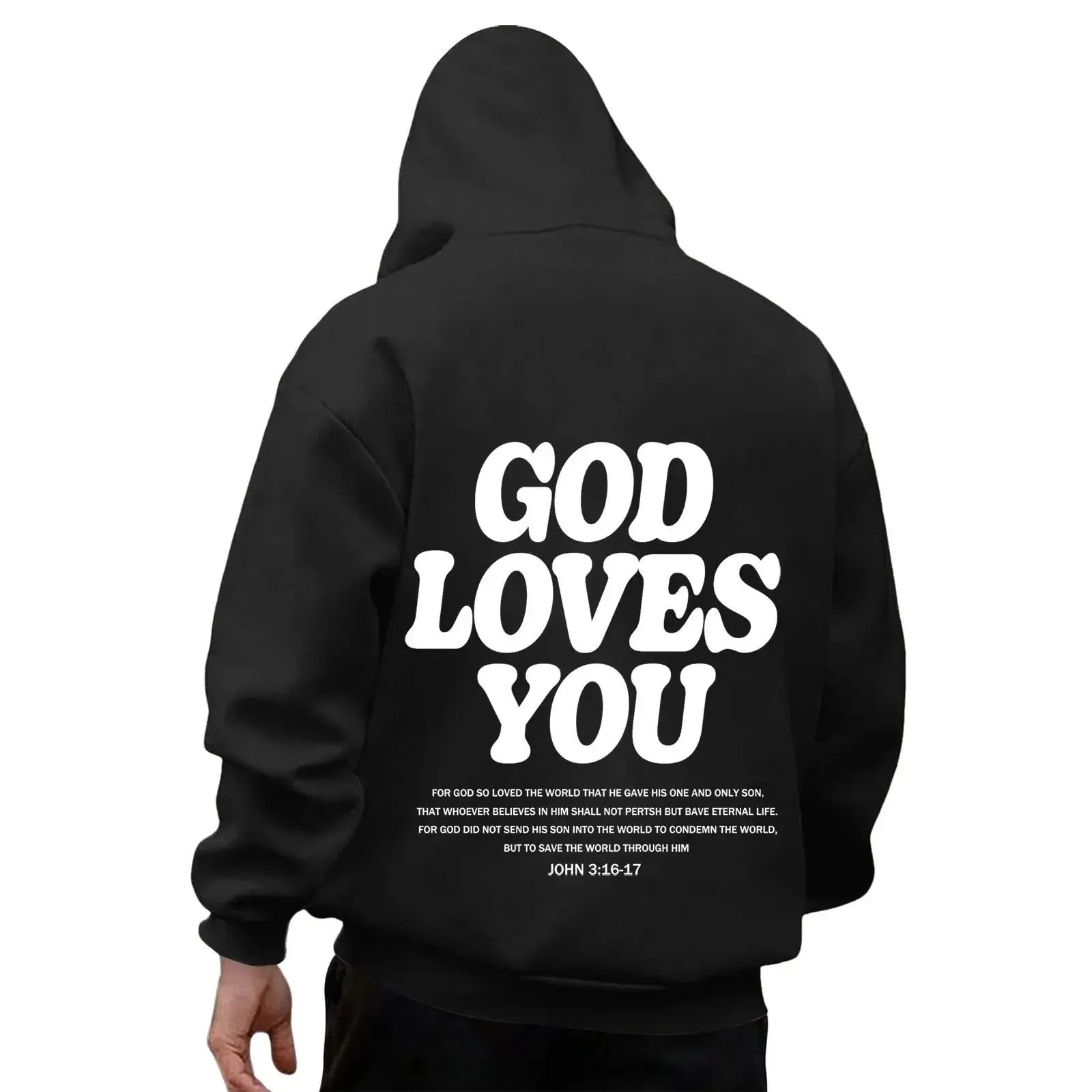 God Loves You Hoodies Men Christian Jesus Hooded Sweatshirts Long Sleeve Bible Verse Men's Pullover Tops Y2k Hoodie Men Clothing