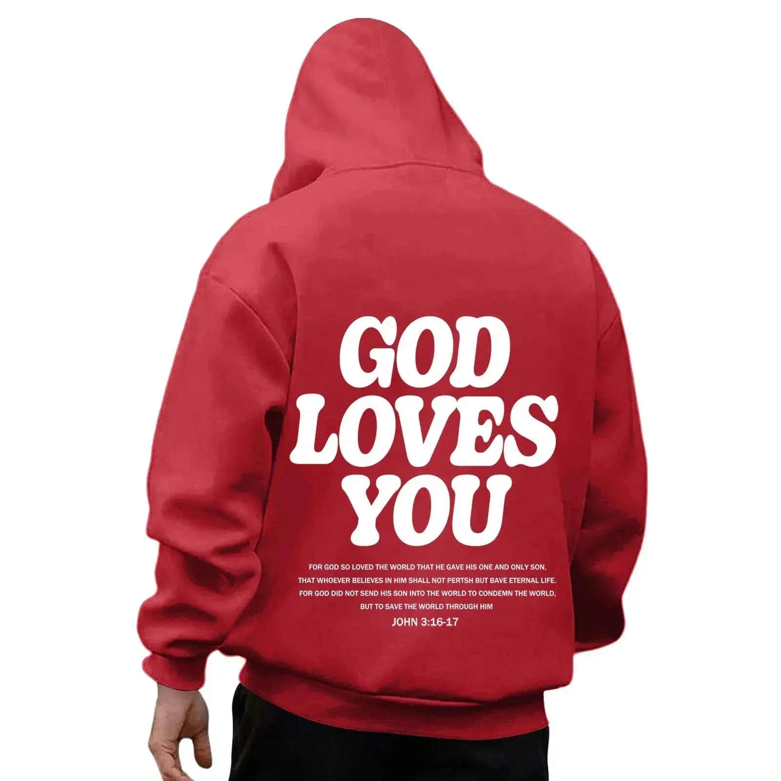 God Loves You Hoodies Men Christian Jesus Hooded Sweatshirts Long Sleeve Bible Verse Men's Pullover Tops Y2k Hoodie Men Clothing