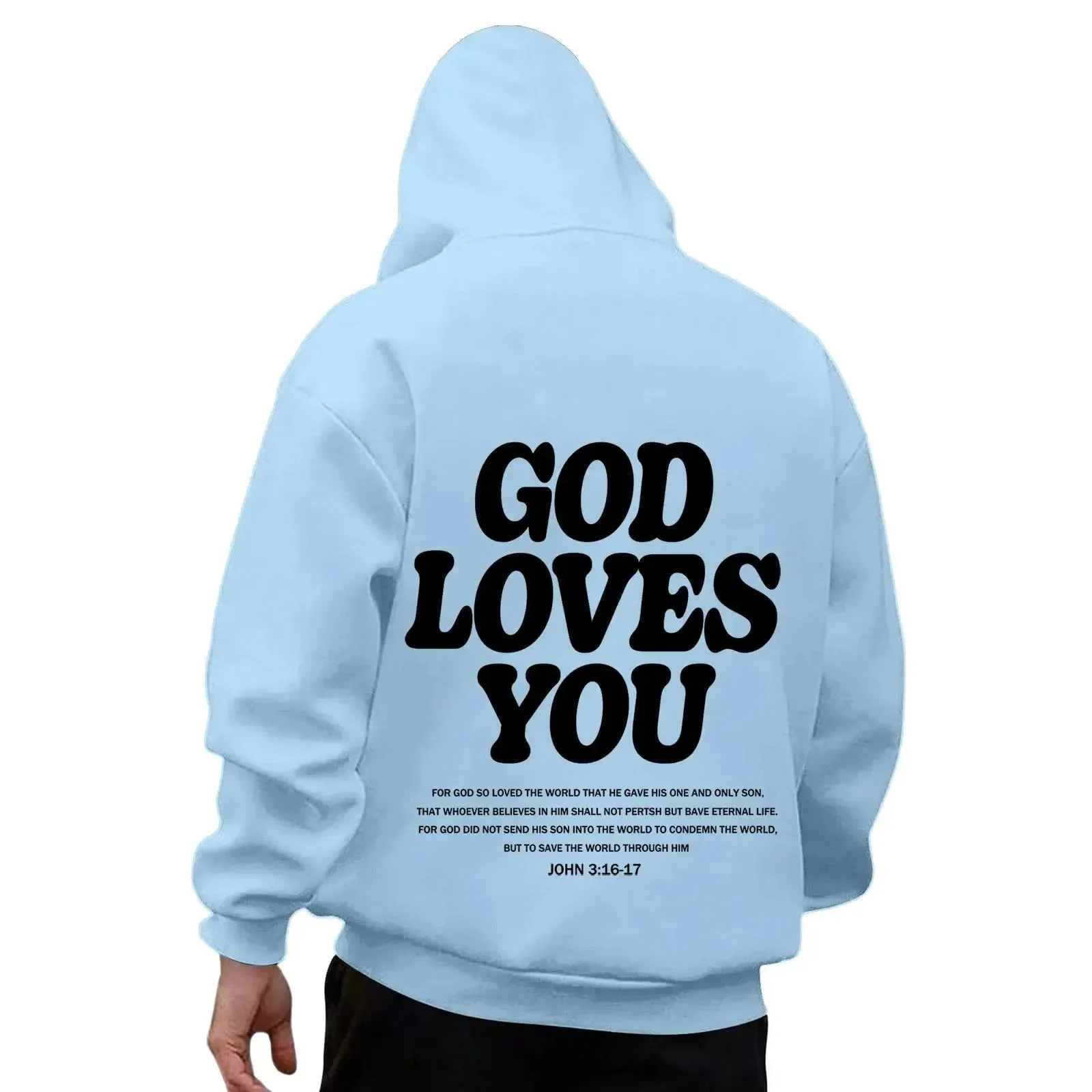 God Loves You Hoodies Men Christian Jesus Hooded Sweatshirts Long Sleeve Bible Verse Men's Pullover Tops Y2k Hoodie Men Clothing